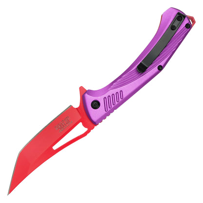 Wartech - 8.25" Red Perforated Blade | Spring Assisted Pocket Knife