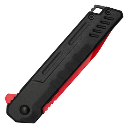 Wartech - 7.75" Red & Black Perforated | Spring Assisted Pocket Knife