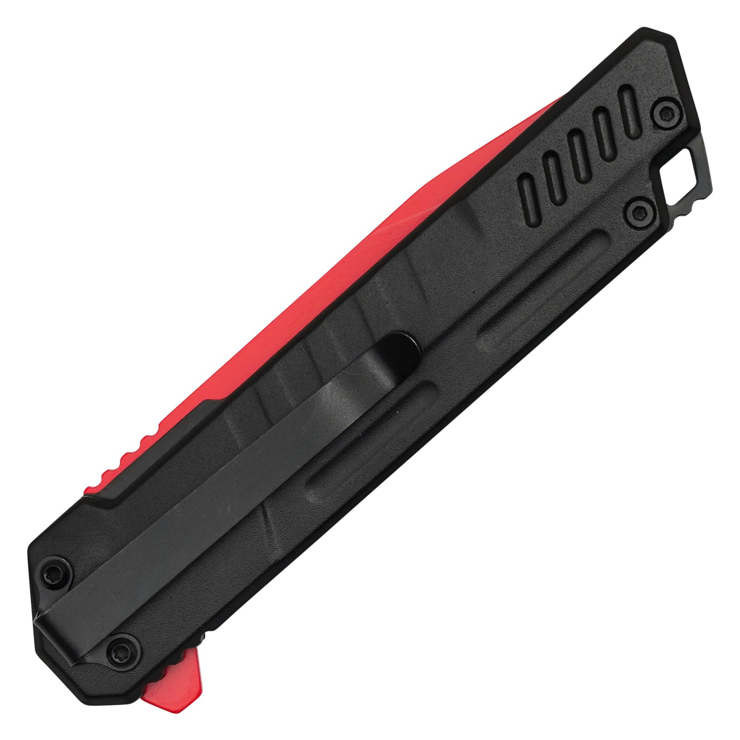 Wartech - 7.75" Red & Black Perforated | Spring Assisted Pocket Knife