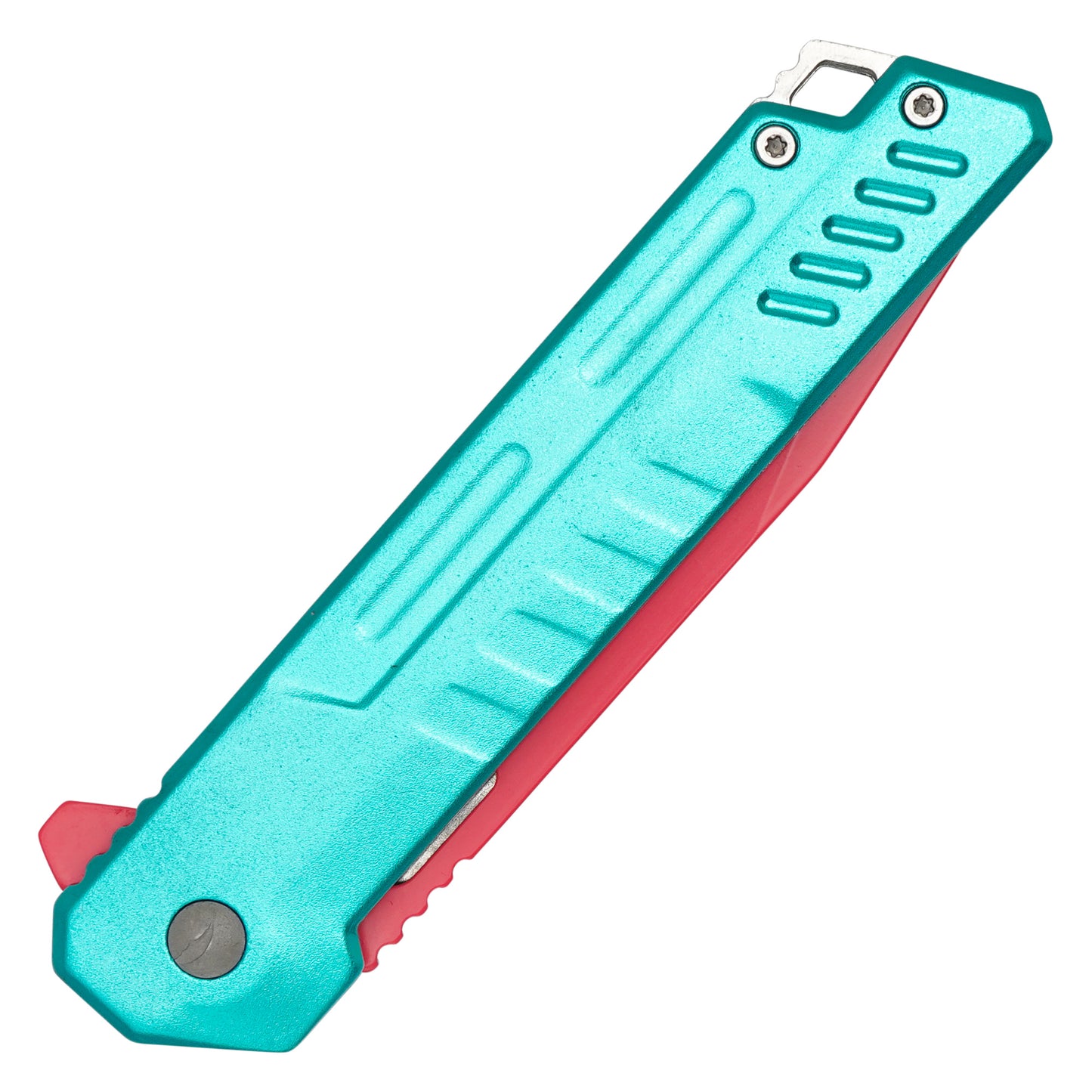 Wartech - 7.75" Red & Cyan Perforated | Spring Assisted Pocket Knife