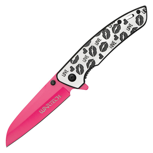 Wartech - 7.75" Love Kiss Pink Sheepsfoot | Spring Assisted Pocket Knife