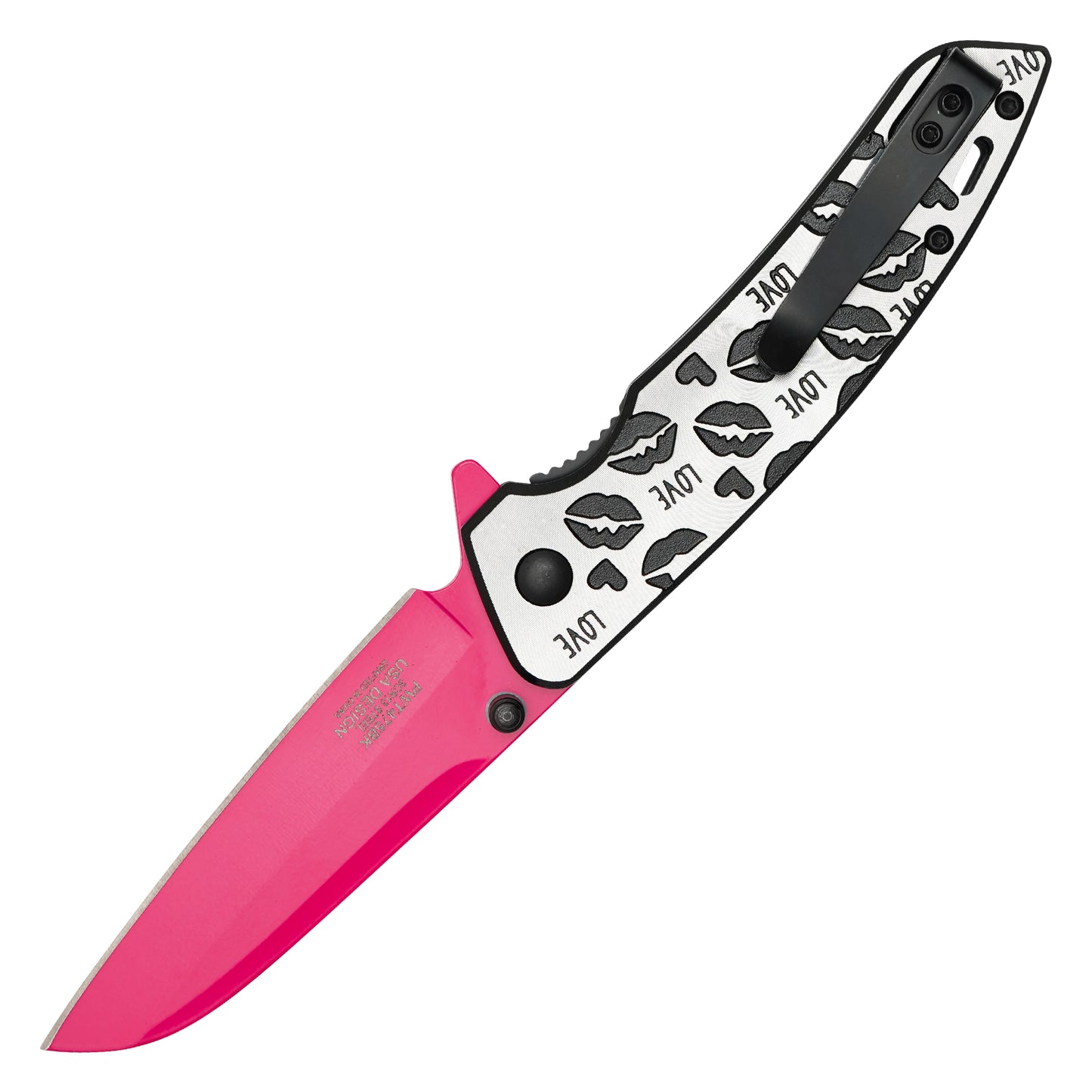 Wartech - 7.75" Love Kiss Pink Sheepsfoot | Spring Assisted Pocket Knife