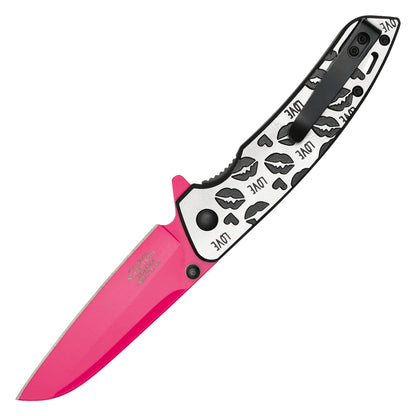 Wartech - 7.75" Love Kiss Pink Sheepsfoot | Spring Assisted Pocket Knife