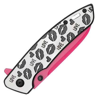 Wartech - 7.75" Love Kiss Pink Sheepsfoot | Spring Assisted Pocket Knife