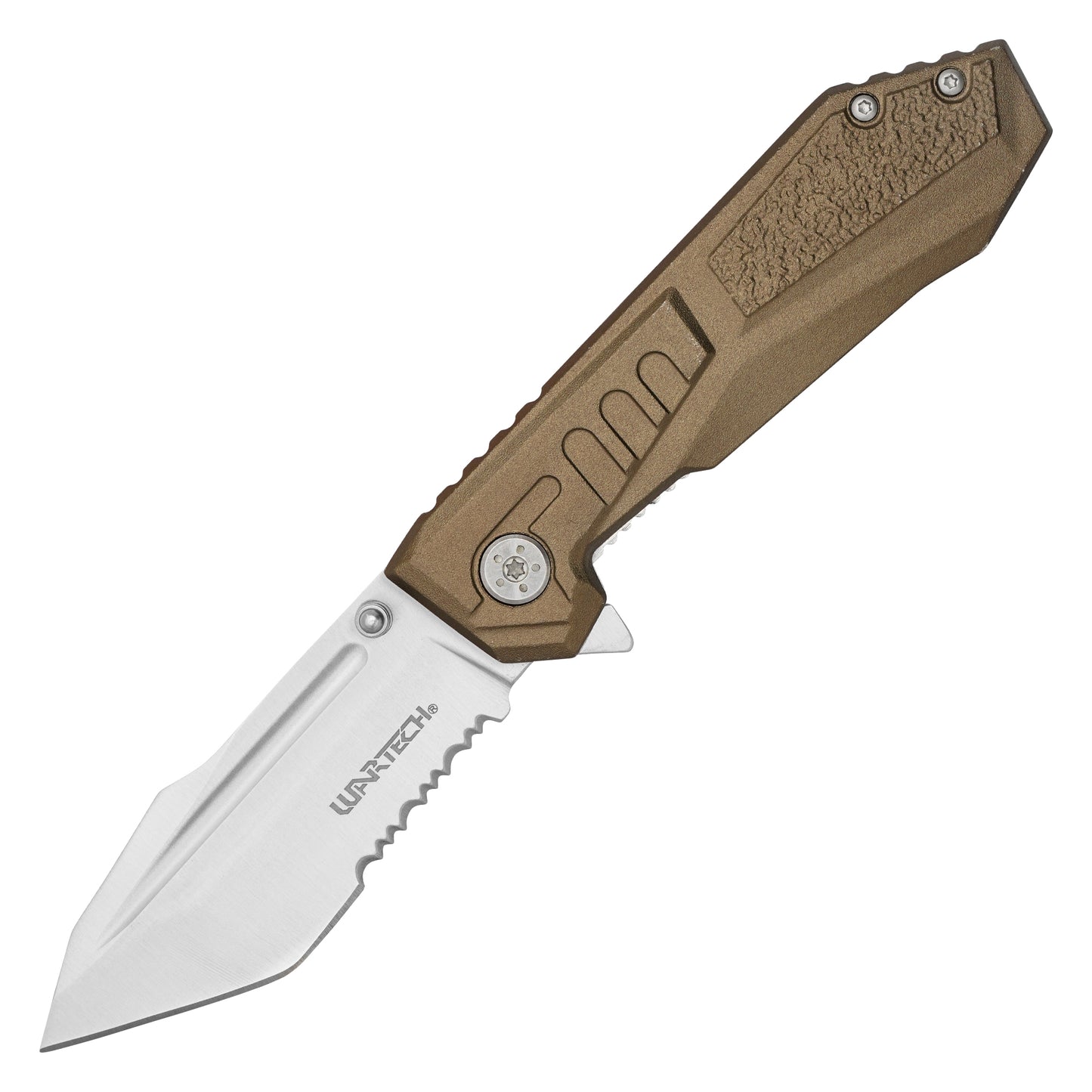 Wartech - 7.75" Brown Serrated | Spring Assisted Pocket Knife