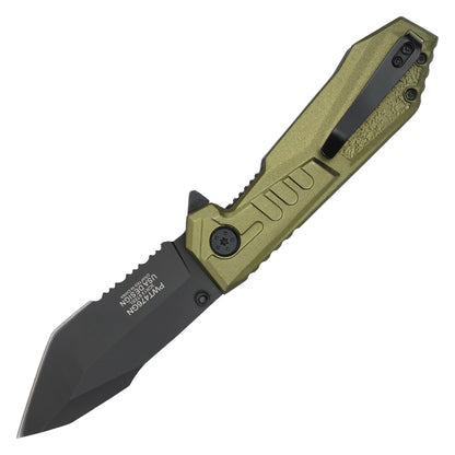 Wartech - 7.75" Green Serrated | Spring Assisted Pocket Knife