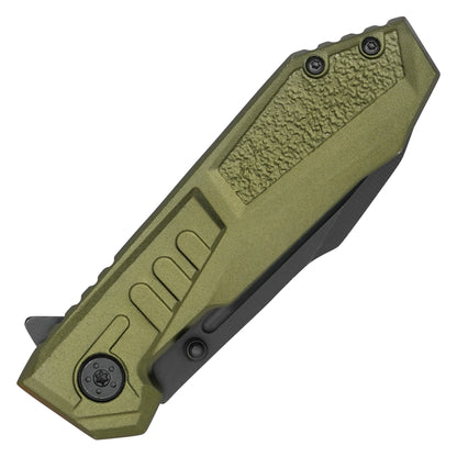 Wartech - 7.75" Green Serrated | Spring Assisted Pocket Knife