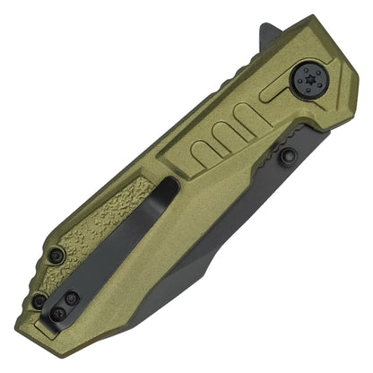 Wartech - 7.75" Green Serrated | Spring Assisted Pocket Knife