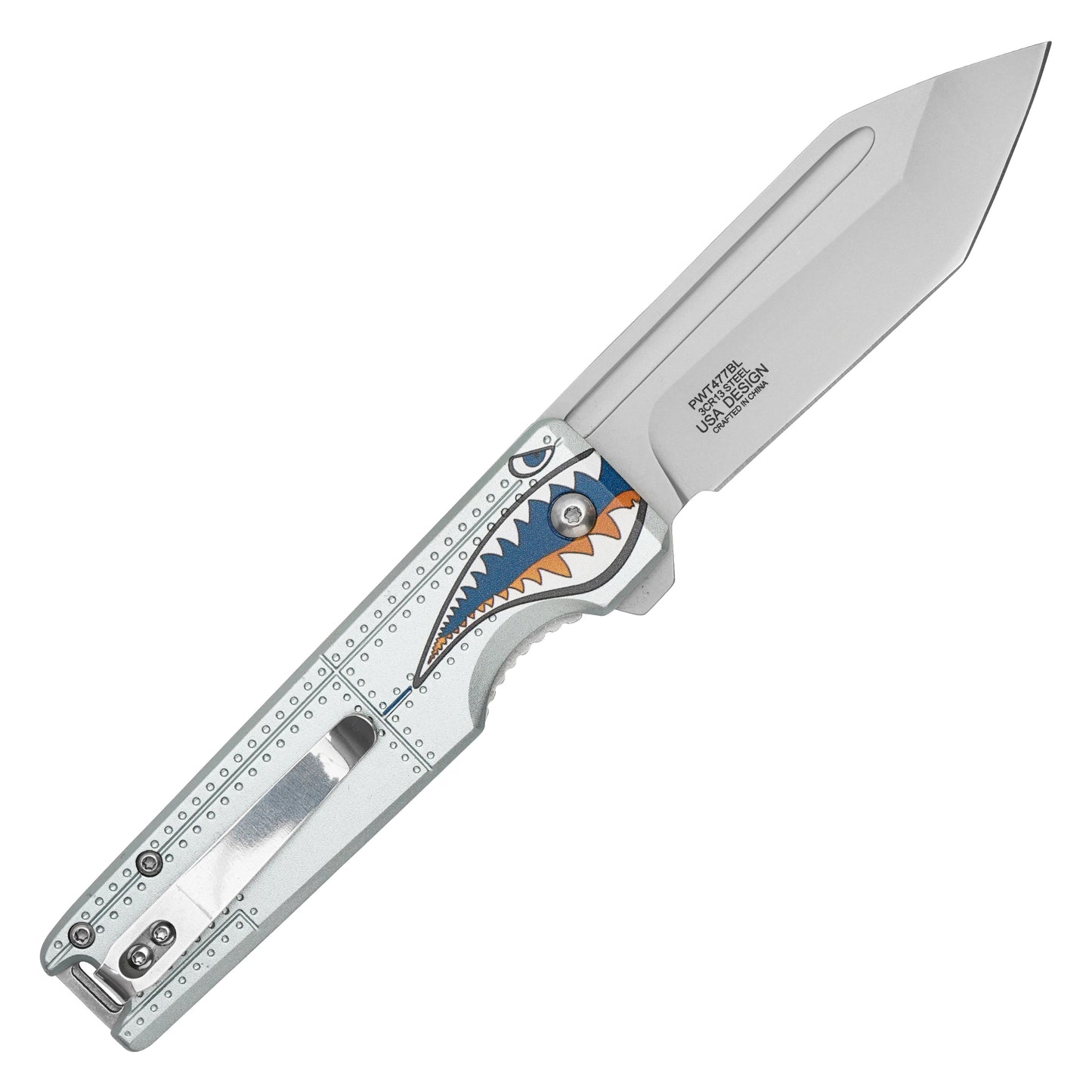 Wartech - 8.25" Blue Warbird Sharkmouth | Spring Assisted Pocket Knife