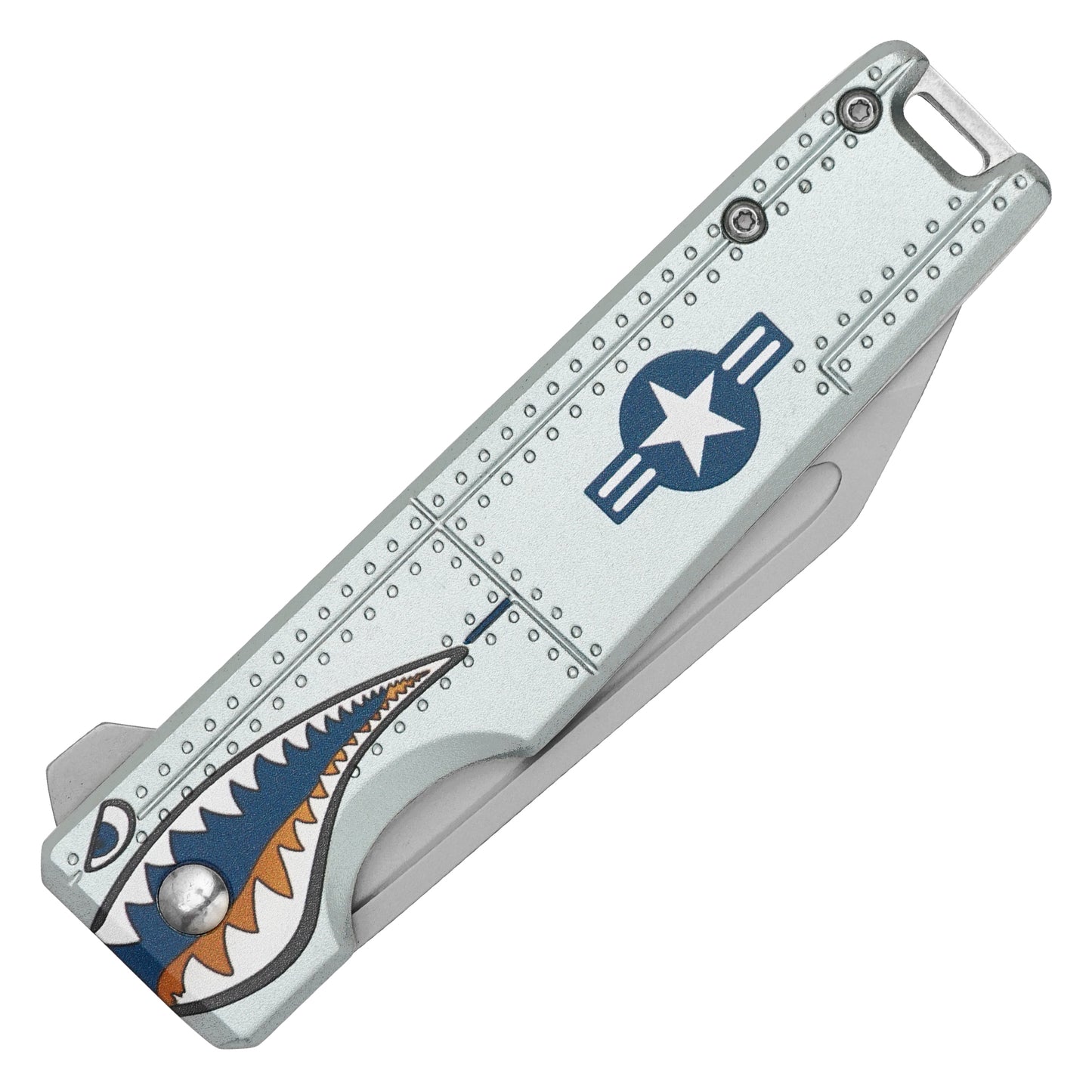 Wartech - 8.25" Blue Warbird Sharkmouth | Spring Assisted Pocket Knife