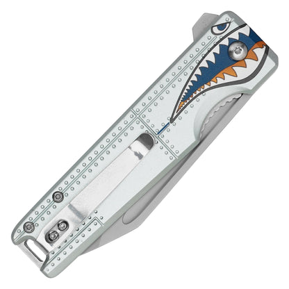 Wartech - 8.25" Blue Warbird Sharkmouth | Spring Assisted Pocket Knife