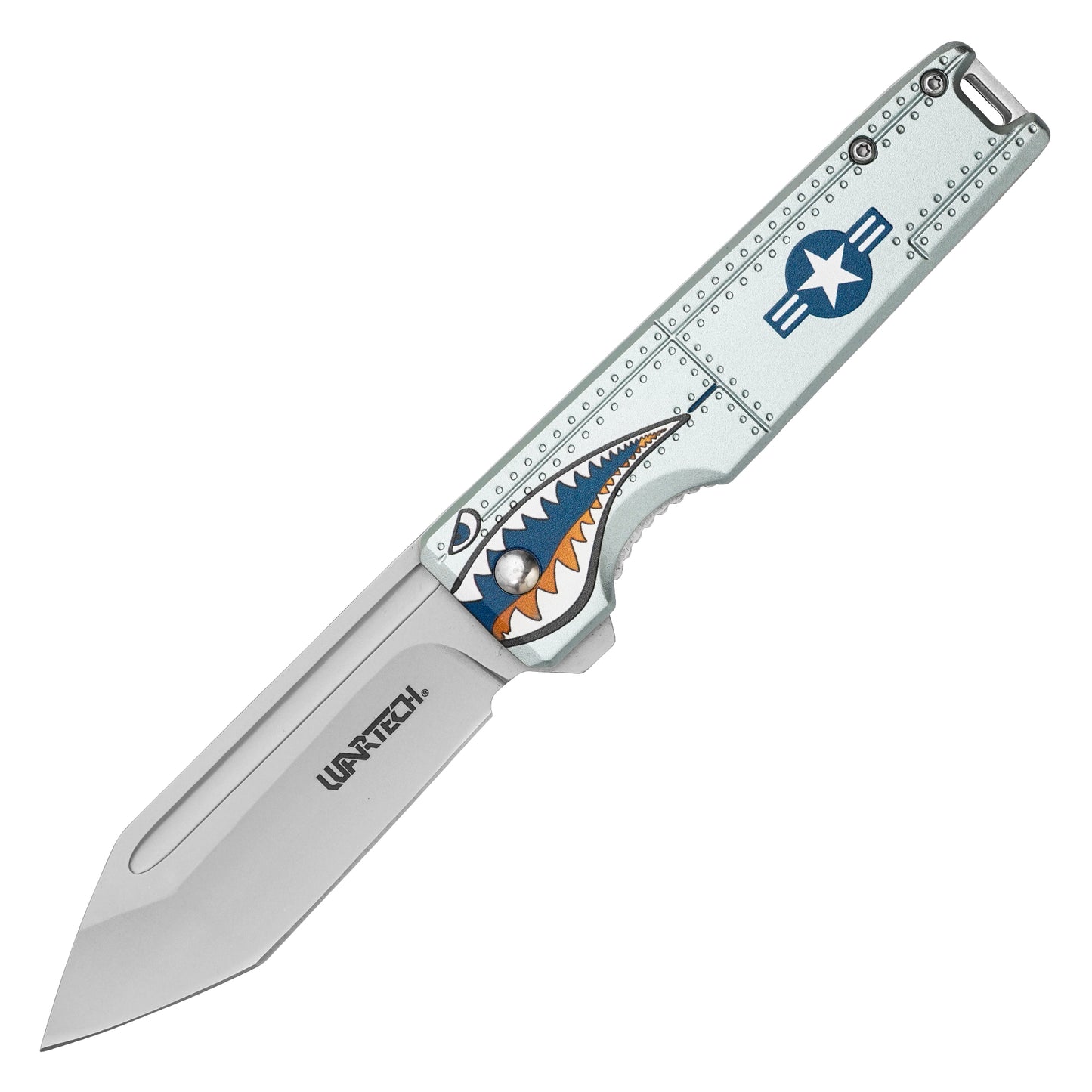 Wartech - 8.25" Blue Warbird Sharkmouth | Spring Assisted Pocket Knife