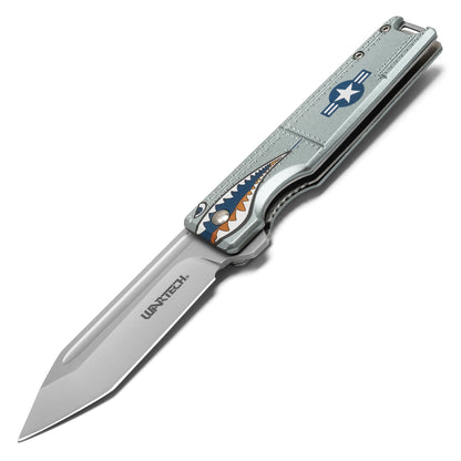 Wartech - 8.25" Blue Warbird Sharkmouth | Spring Assisted Pocket Knife
