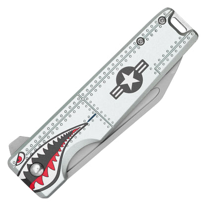 Wartech - 8.25" Red Warbird Sharkmouth | Spring Assisted Pocket Knife