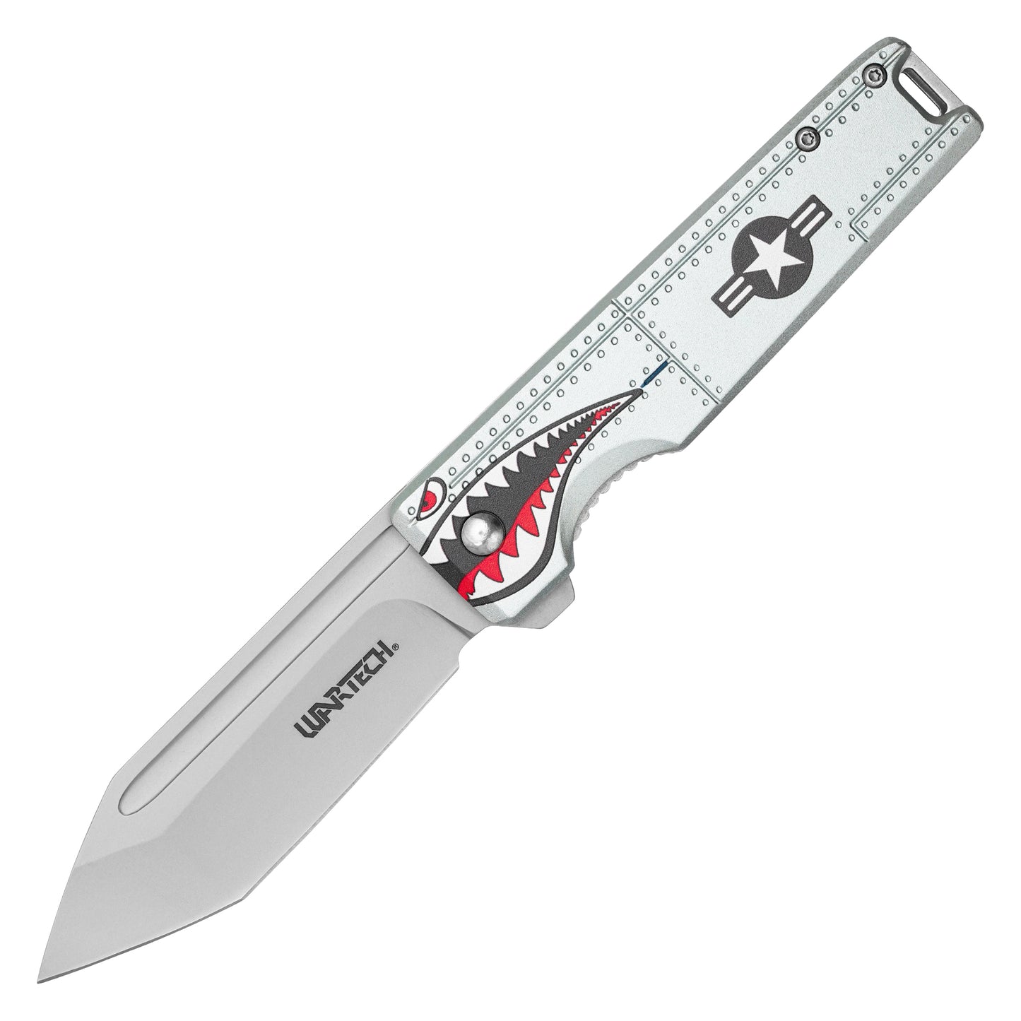 Wartech - 8.25" Red Warbird Sharkmouth | Spring Assisted Pocket Knife