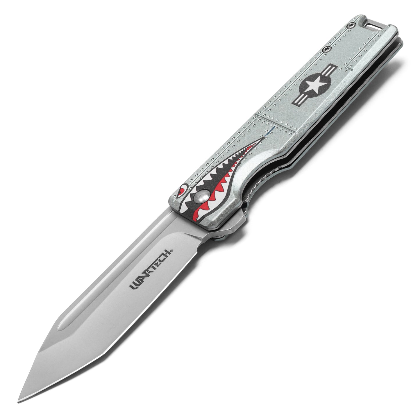 Wartech - 8.25" Red Warbird Sharkmouth | Spring Assisted Pocket Knife
