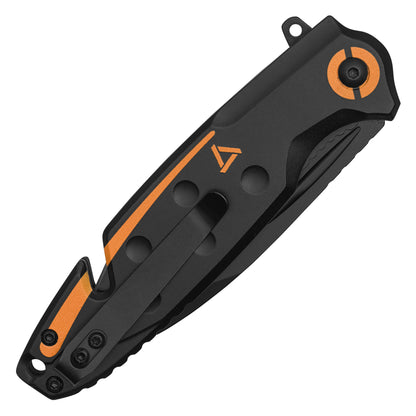 Wartech - 8" Black & Orange Tanto Rescue | Spring Assisted Pocket Knife