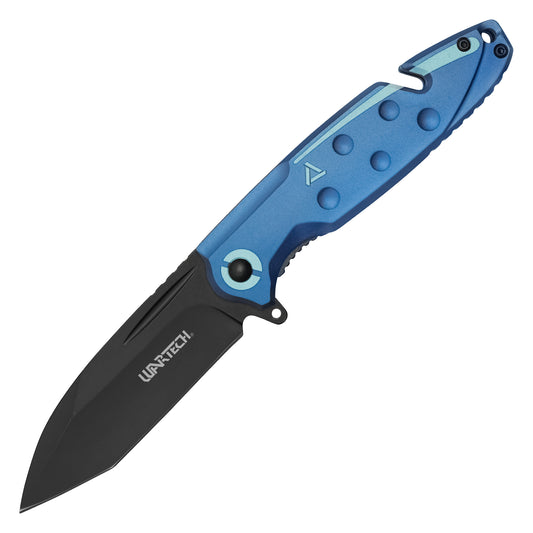 Wartech - 8" Blue Tanto Rescue | Spring Assisted Pocket Knife