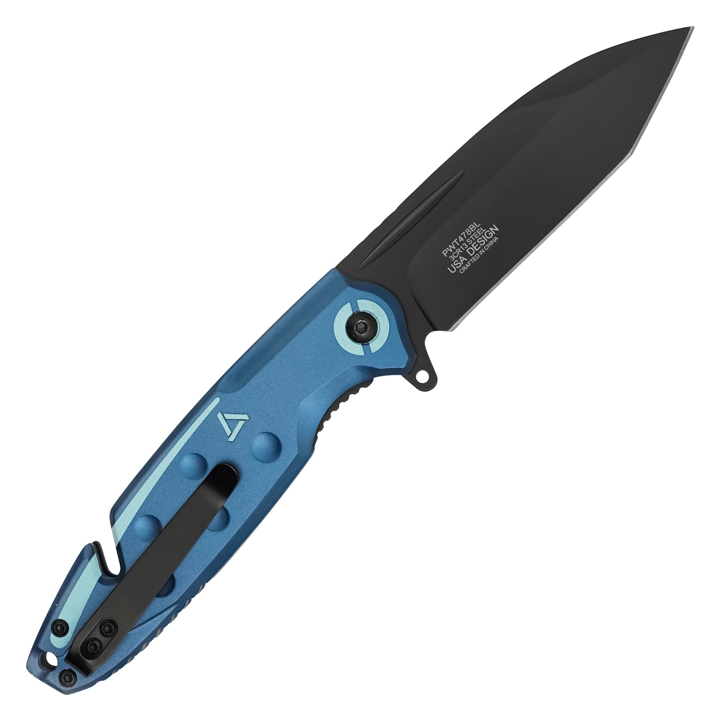 Wartech - 8" Blue Tanto Rescue | Spring Assisted Pocket Knife