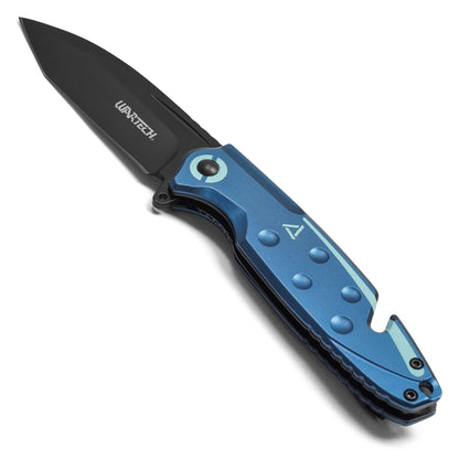 Wartech - 8" Blue Tanto Rescue | Spring Assisted Pocket Knife