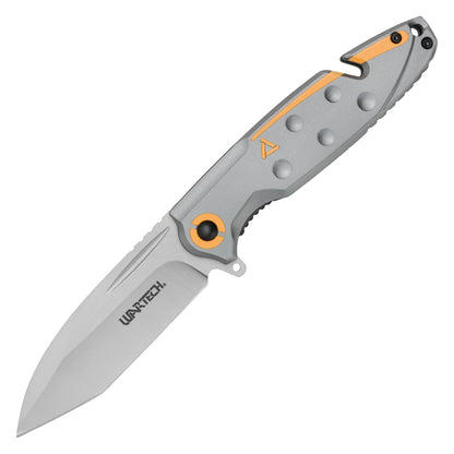 Wartech - 8" Gray & Orange Tanto Rescue | Spring Assisted Pocket Knife