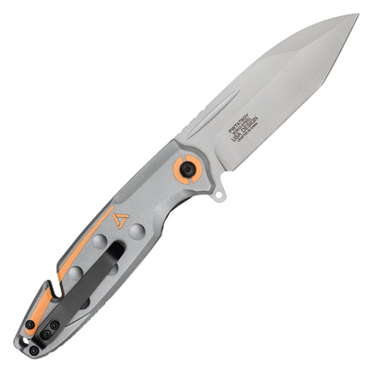 Wartech - 8" Gray & Orange Tanto Rescue | Spring Assisted Pocket Knife