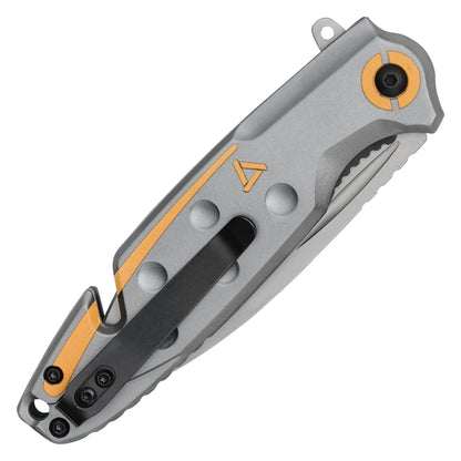 Wartech - 8" Gray & Orange Tanto Rescue | Spring Assisted Pocket Knife
