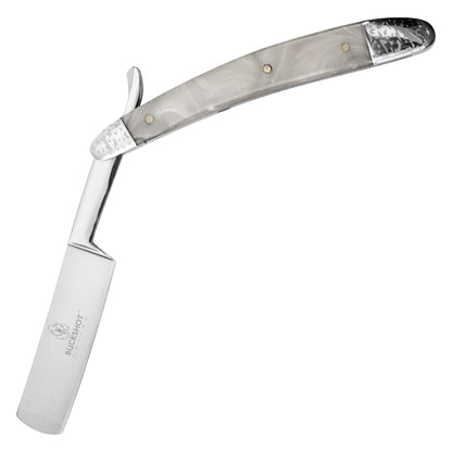 Buckshot Knives - 10" Straight White Razor | Classic Folding Razor