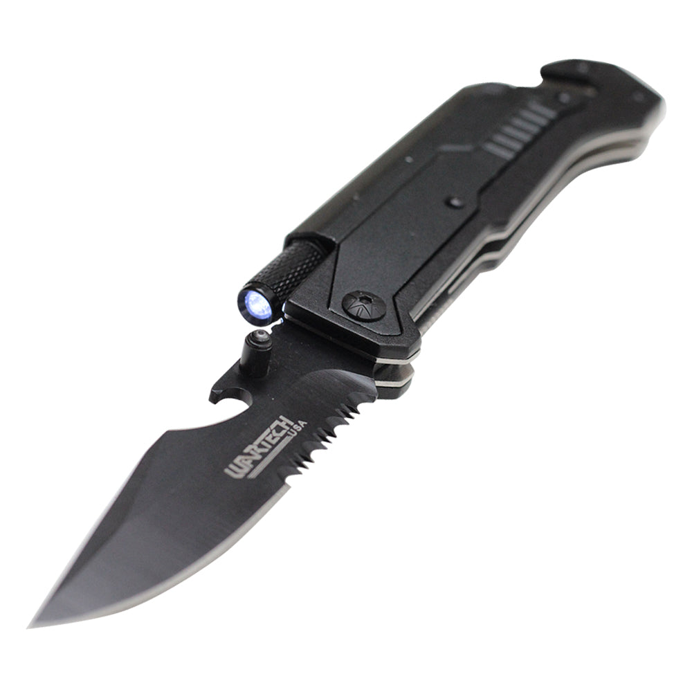 Wartech - 8.5" Black Survival Pocket Knife