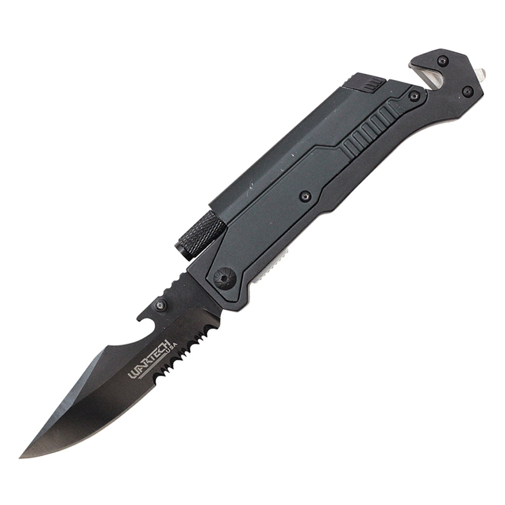 Wartech - 8.5" Black Survival Pocket Knife