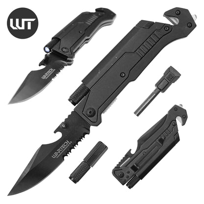 Wartech - 8.5" Black Survival Pocket Knife