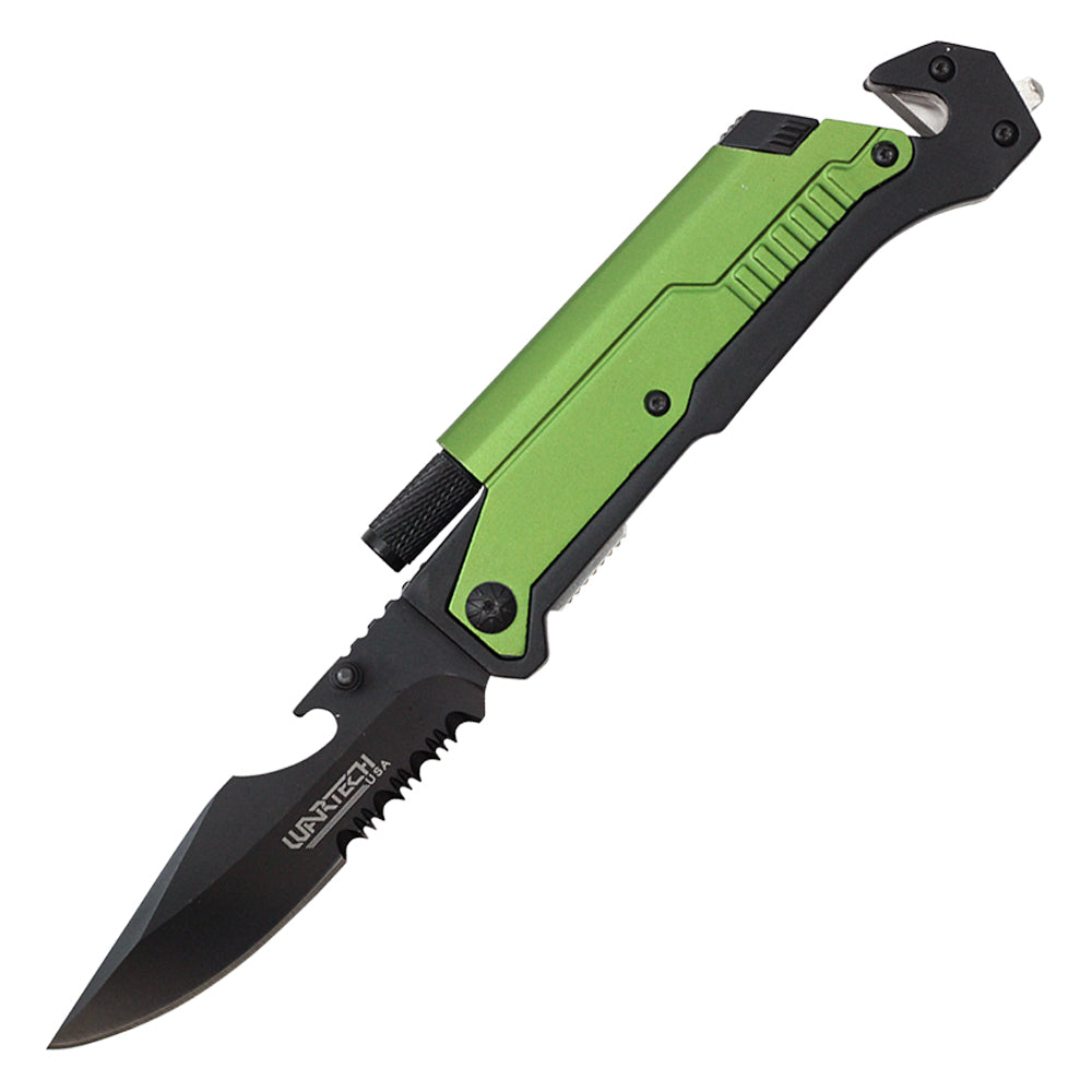 Wartech - 8.5" Green Survival Pocket Knife