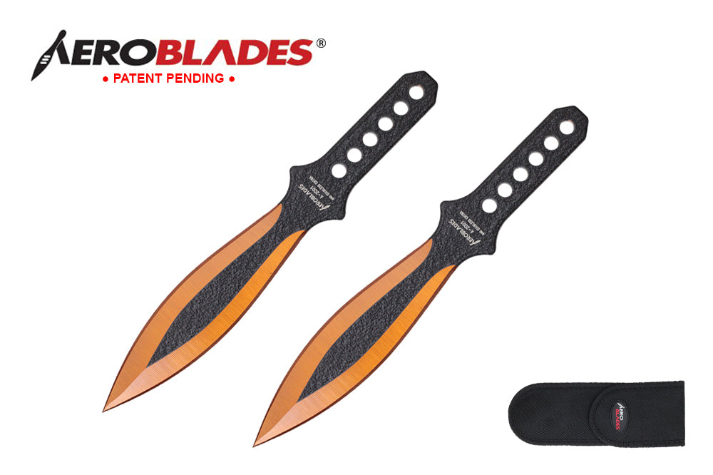 7.5" 2 PC SET gold & BLACK THROWING KNIVES