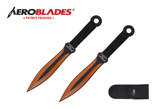 7.5" 2 PC SET GOLD & BLACK THROWING KNIVES