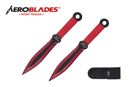 7.5" 2 PC SET RED & BLACK THROWING KNIVES