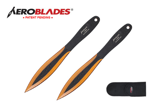 7.5" 2 PC SET GOLD & BLACK THROWING KNIVES