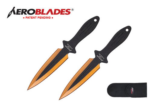 7.5" 2 PC SET GOLD & BLACK THROWING KNIVES