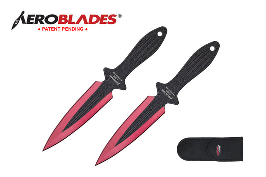 7.5" 2 PC SET RED & BLACK THROWING KNIVES