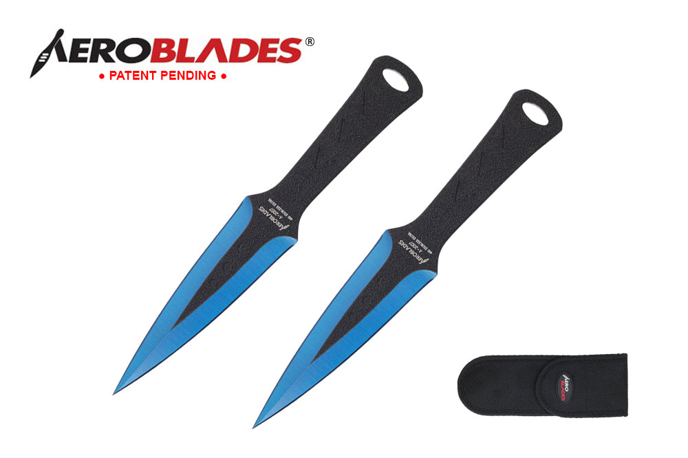 7.5-inch 2pc Set Blue Black Blade Thrower