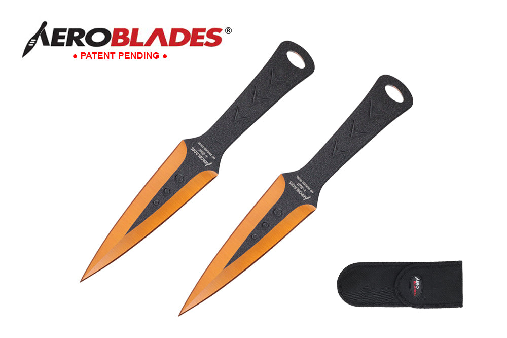 7.5" 2 PC SET GOLD & BLACK THROWING KNIVES