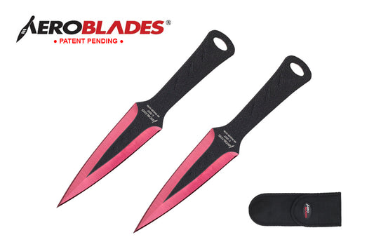 7.5" 2 PC SET RED & BLACK THROWING KNIVES