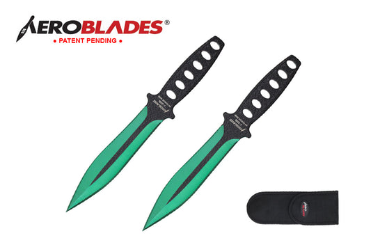 7.5-inch 2pc Set Green Black Blade Thrower