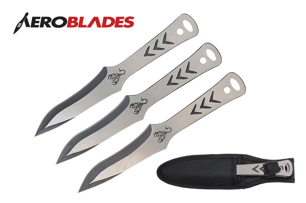 9-inch chrome 3 pcs set throwing knife with black blade