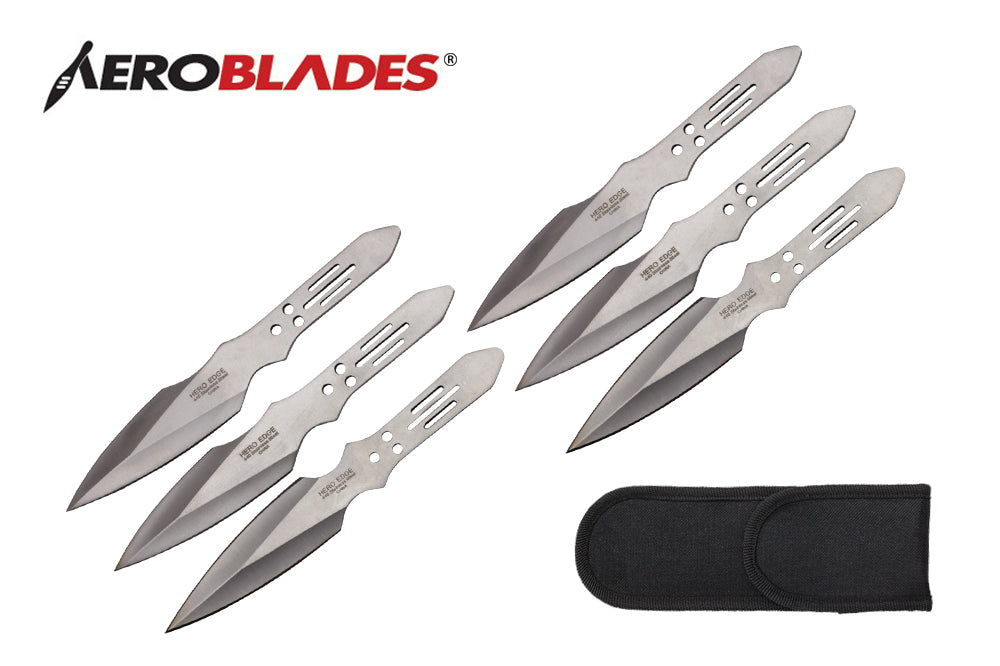 6 chrome 6pc throwing knife set-inch