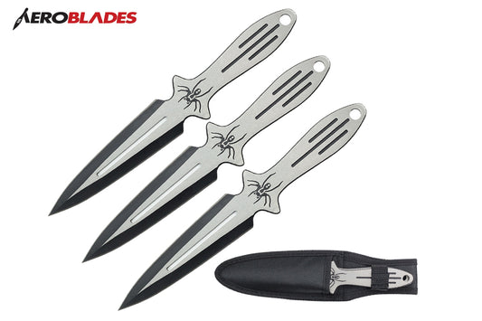 9" 3 PC SET TWO TONE Spider THROWING KNIFE