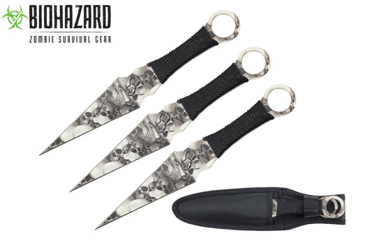 9-inch 3pcs set zombie skull throwing knife