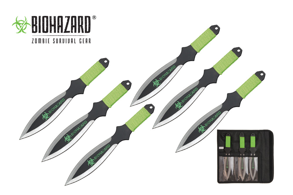 9-inch 6pcs set black zombie throwing knife