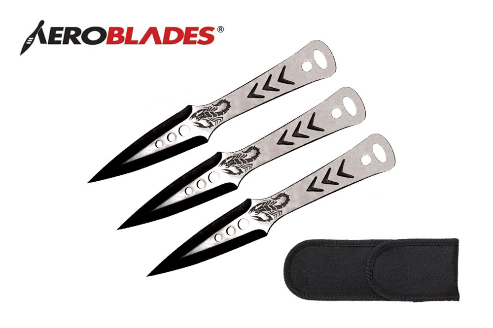 9 3 pcs set two tone black throwing knife-inch