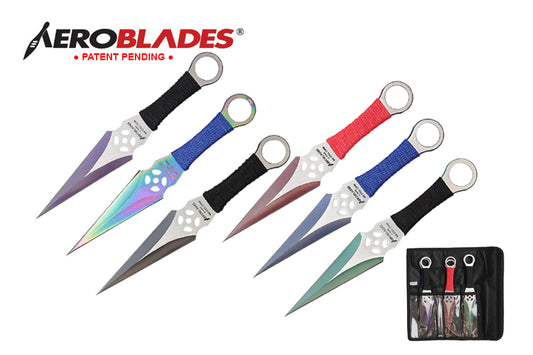 9-inch 6pc set two tone kunai throwing knife