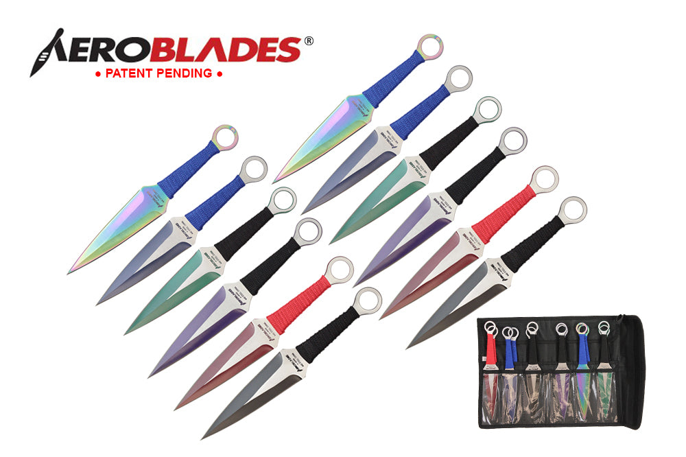 9 6pc set two tone kunai throwing knife-inch